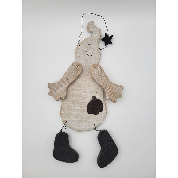Rustic Ghost In Boots Hanging Decoration Wooden Halloween Primitive Decor 17" - Picture 1 of 5